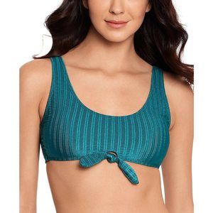 MSRP $20 Salt + Cove Swimwear Junior Textured Bikini Top Green Size Medium